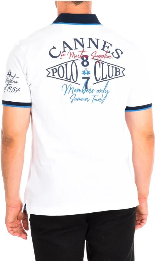 LA MARTINA Korte Mouw Polo Shirt in Wit en Marineblauw White Heren - Foto 2