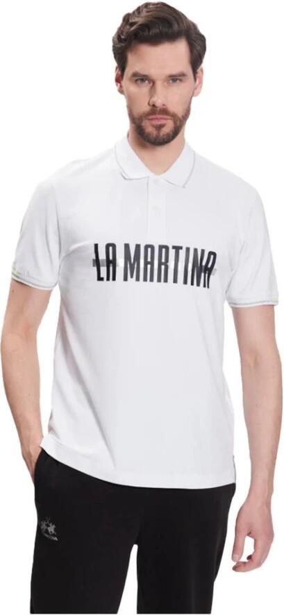 LA MARTINA Katoenen Polo Shirt Logo Print Glitter White Heren - Foto 4