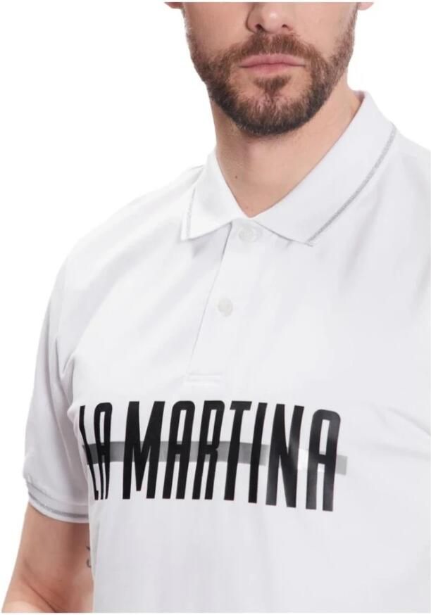 LA MARTINA Katoenen Polo Shirt Logo Print Glitter White Heren - Foto 2