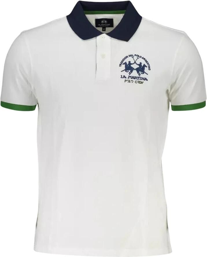 LA MARTINA Elegante witte katoenen polo met contrasterende accenten White Heren
