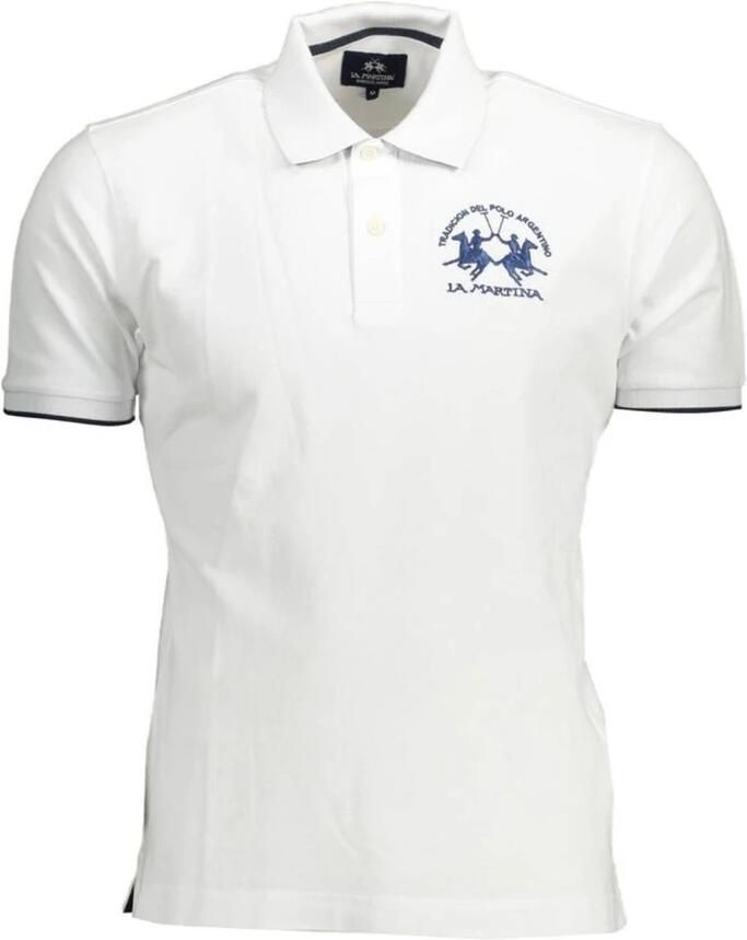 LA MARTINA Elegante witte polo met contrastborduursel White Heren