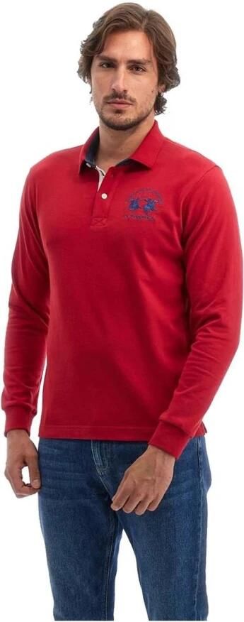 LA MARTINA Heren Katoenen Polo Shirt in Kersenkleur Rood Heren