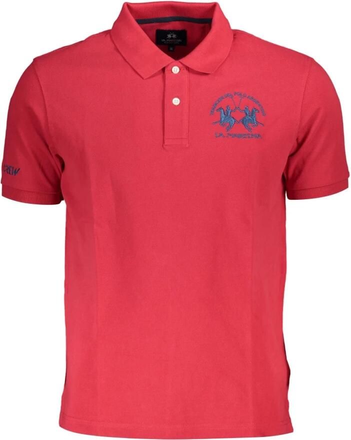 LA MARTINA Rode Katoenen Poloshirt met Borduursel Red Heren