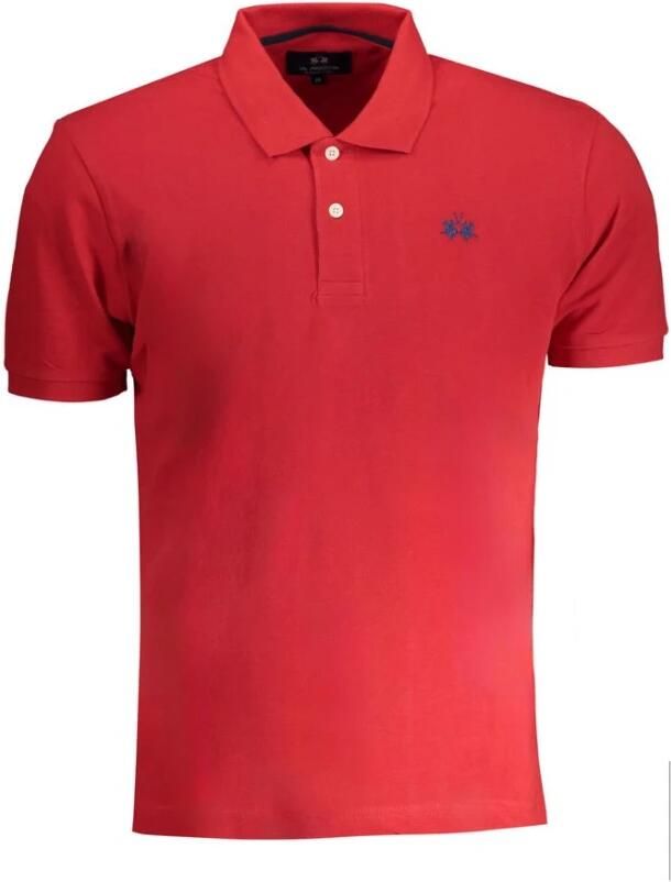 LA MARTINA Rode Katoenen Poloshirt met Korte Mouwen Red Heren