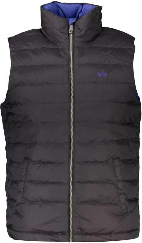 LA MARTINA Zwarte mouwloze jas met contrasterende details Black Heren