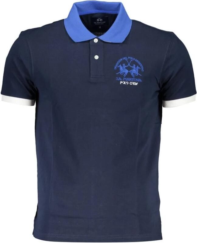 LA MARTINA Blauw Katoenen Poloshirt Korte Mouwen Regular Fit Blue Heren