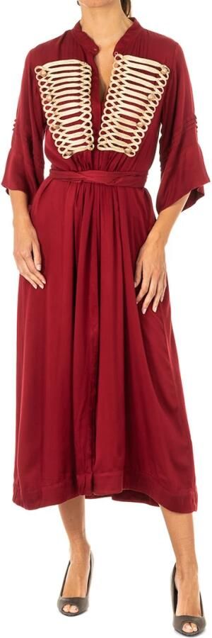 LA MARTINA Granaat 3 4 Mouw Jurk met Origineel Ontwerp Red Dames - Foto 3