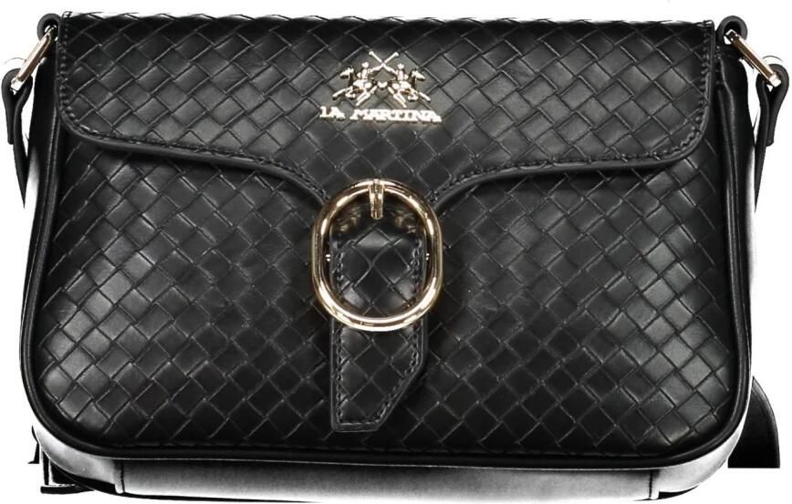 LA MARTINA Elegante zwarte schoudertas met contrasterende details Black Dames - Foto 2