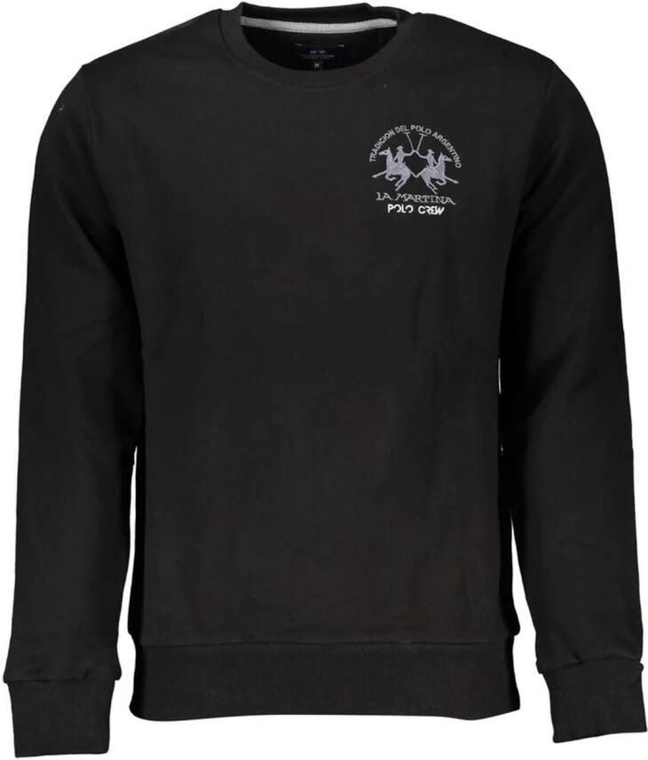 LA MARTINA Zwarte Sweater met Lange Mouwen Geborduurd Logo Black Heren