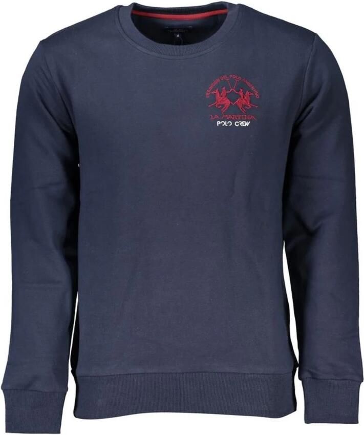 LA MARTINA Blauw geborduurd sweatshirt met ronde hals Blue Heren