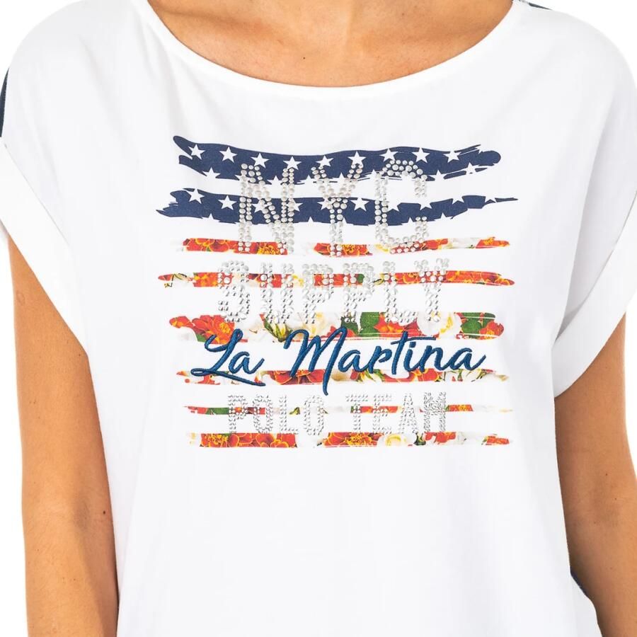 LA MARTINA T-shirt met Korte Mouwen en Origineel Ontwerp White Dames