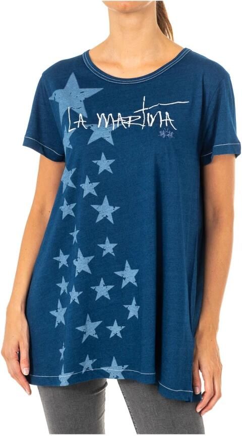 LA MARTINA T-shirt met Origineel Ontwerp Blue Dames - Foto 3