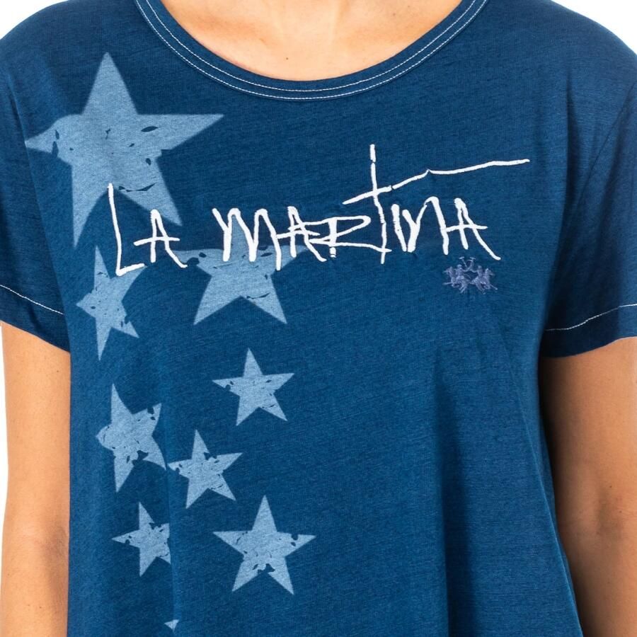 LA MARTINA T-shirt met Origineel Ontwerp Blue Dames