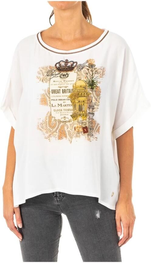 LA MARTINA Wijde T-shirt met korte mouwen en logo White Dames - Foto 3