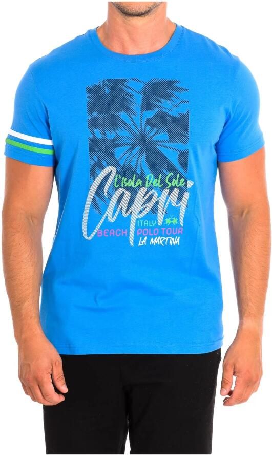 LA MARTINA Witte T-shirt met korte mouwen Blue Heren