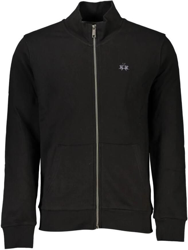 LA MARTINA Zwarte Katoenen Rits Trui Black Heren