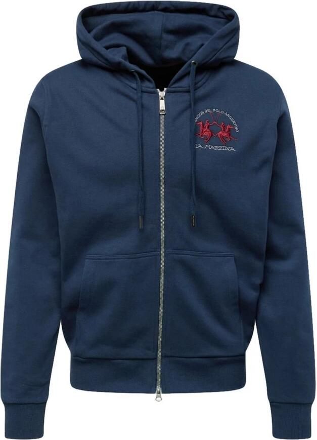LA MARTINA Katoenen Hoodie met Volledige Rits en Logo Blue Heren - Foto 6