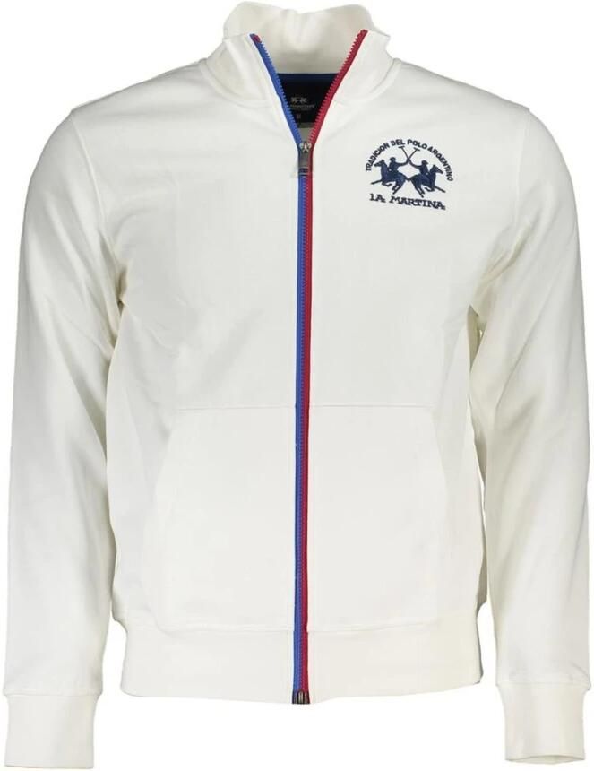 LA MARTINA Elegant wit fleece sweatshirt met borduursel White Heren