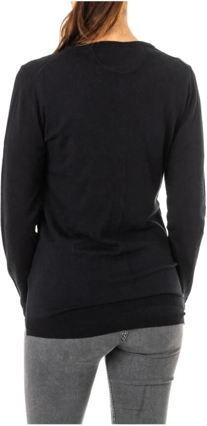 LA MARTINA Zwarte Gebreide Jas met Knoopsluiting en Geborduurd Logo Black Dames - Foto 2