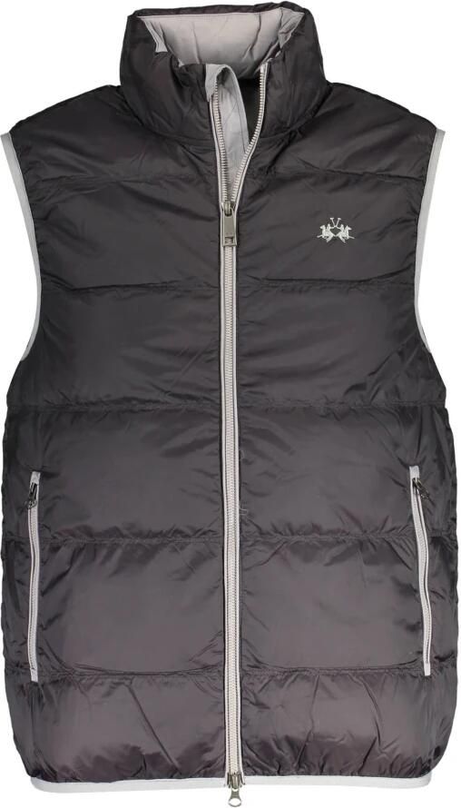 LA MARTINA Zwarte mouwloze jas met contrasterende details Black Heren - Foto 2