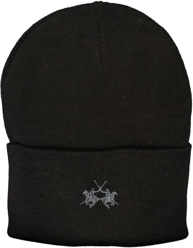 LA MARTINA Zwarte Polyester Hoed Muts met Borduurwerk Black Heren