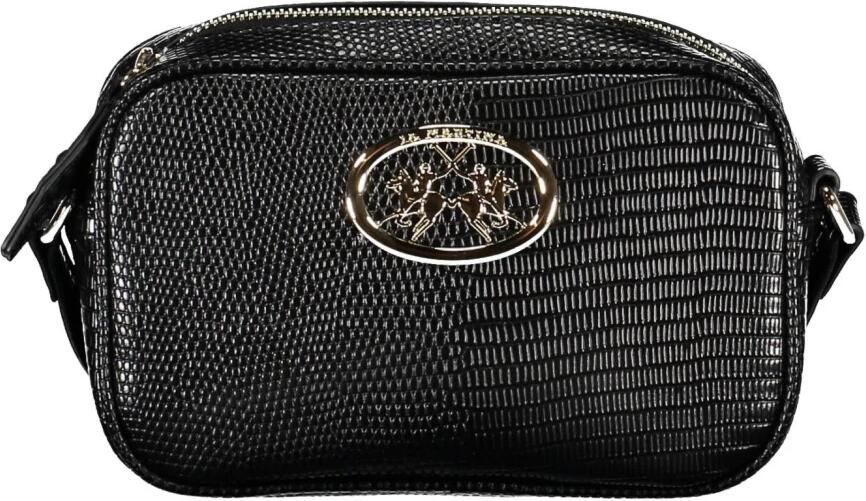 LA MARTINA Zwarte Polyurethaan Handtas met Verstelbare Schouderband Black Dames - Foto 3