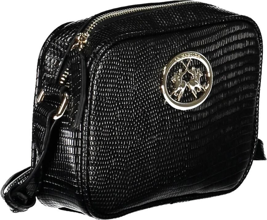 LA MARTINA Zwarte Polyurethaan Handtas met Verstelbare Schouderband Black Dames