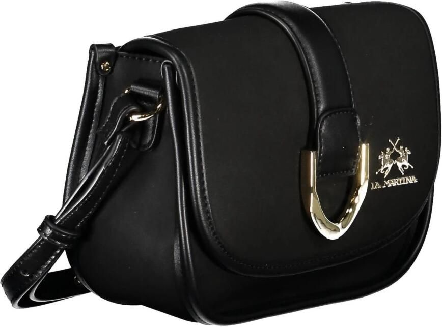 LA MARTINA Zwarte Polyurethaan Handtas met Verstelbare Schouderband Black Dames