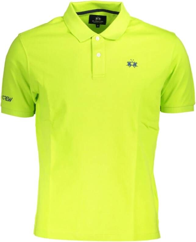 LA MARTINA Green Cotton Polo Shirt Blauw Heren