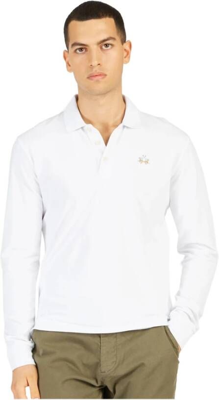 LA MARTINA Slim Fit Polo Shirt met Lange Mouwen White Heren