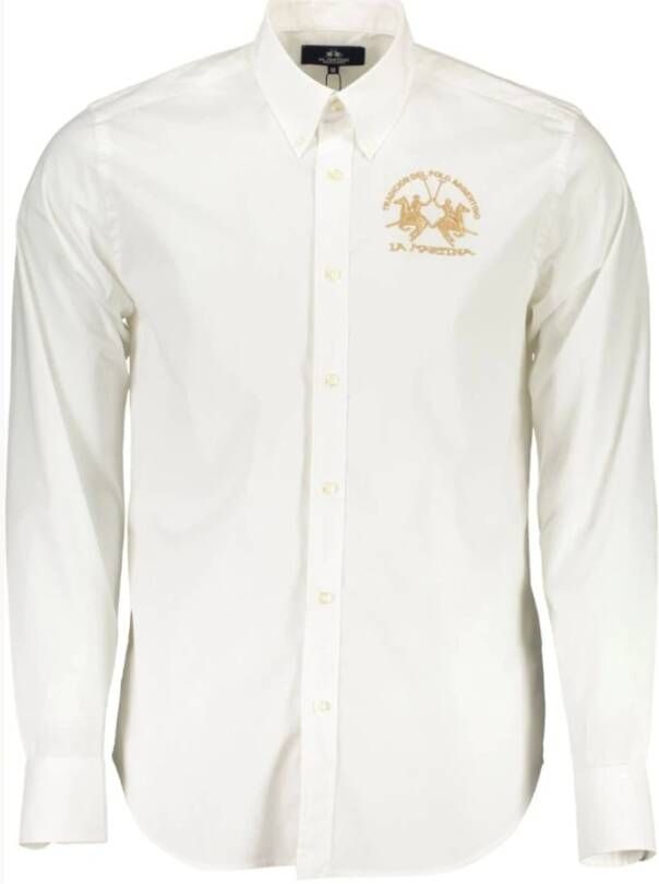 LA MARTINA Geborduurd Logo Overhemd Wit White Heren