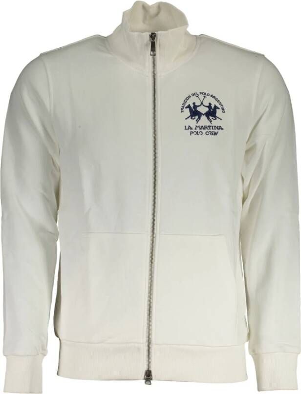LA MARTINA Elegant wit zip-up sweatshirt met borduurwerk White Heren