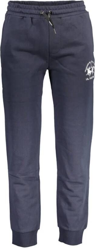 LA MARTINA Blauwe Katoenen Sportbroek met Borduursel Blue Heren
