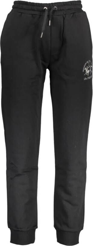 LA MARTINA Zwarte katoenen sportbroek met borduursel Black Heren