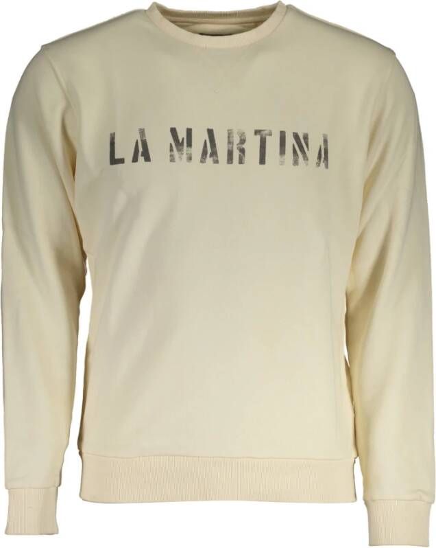 LA MARTINA Witte Katoenen Trui met Lange Mouwen en Ronde Hals White Heren