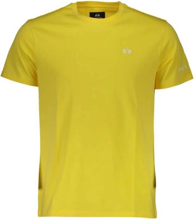 LA MARTINA Gele Heren T-shirt met korte mouwen Geborduurde Print Yellow Heren