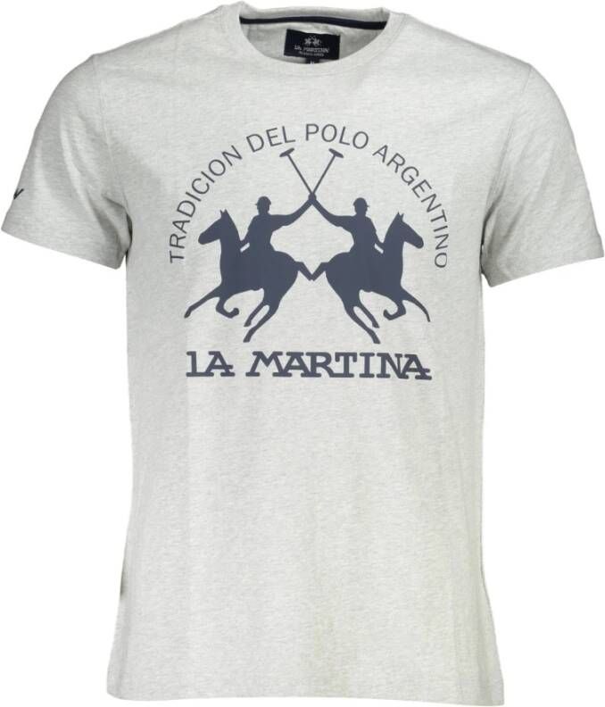 LA MARTINA Gray Cotton T-Shirt Blauw Heren