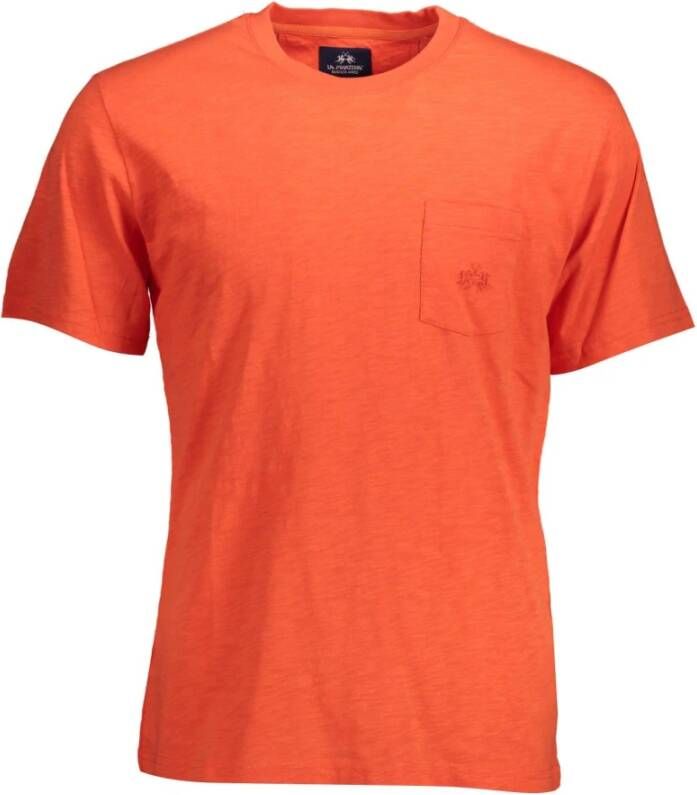 LA MARTINA Rode Katoenen T-Shirt Korte Mouw Regular Fit Ronde Hals Borduurwerk Logo Rood Heren