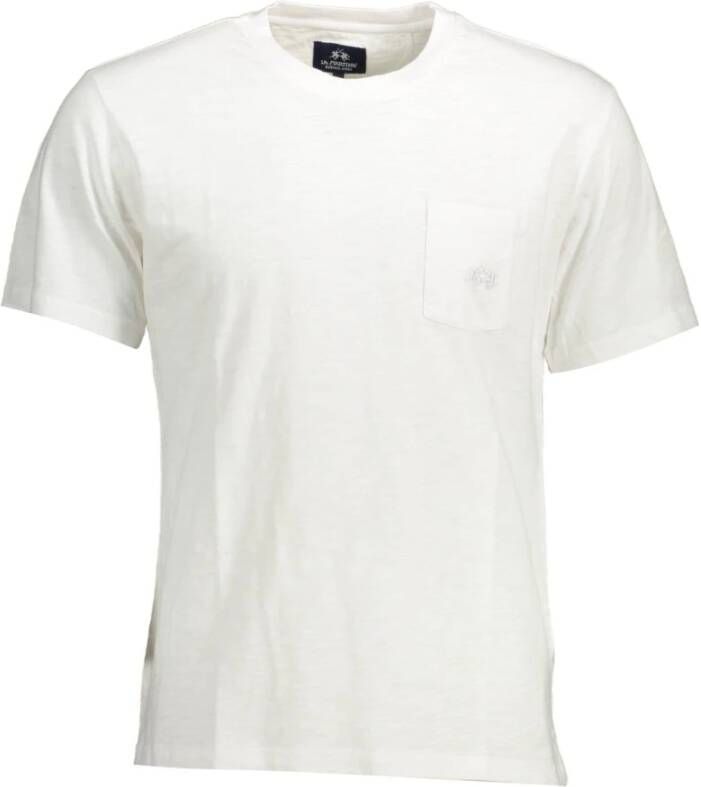 LA MARTINA Elegante witte geborduurde zakdoek White Heren