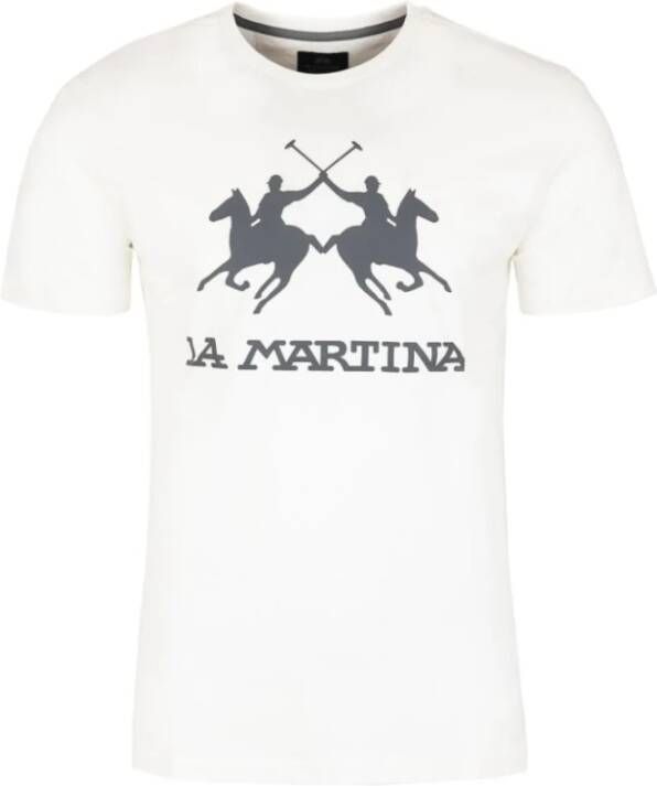 LA MARTINA Bedrukt T-shirt met ronde hals White Heren