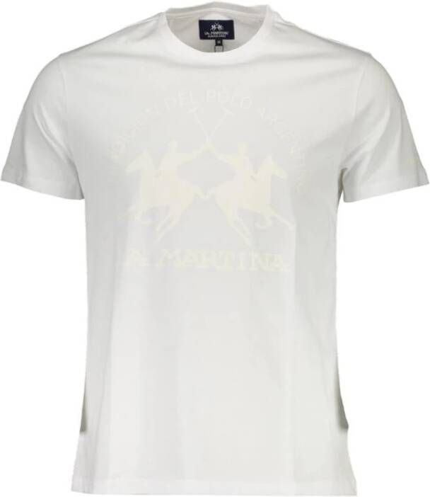 LA MARTINA Elegant wit T-shirt met ronde hals en handtekeningprint White Heren
