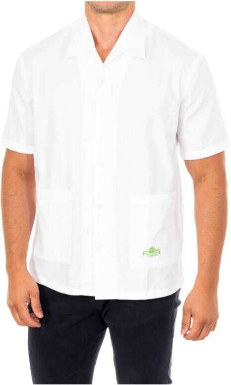 LA MARTINA Witte korte mouwen overhemd met reverskraag en knoopsluiting White Heren