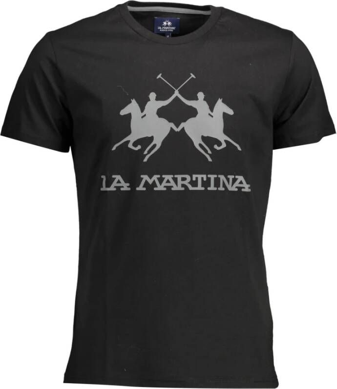 LA MARTINA Zwart Katoenen T-Shirt Korte Mouw Regular Fit Black Heren