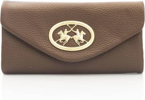 LA MARTINA Elegante Bruin Leren Portemonnee met Klepsluiting Brown