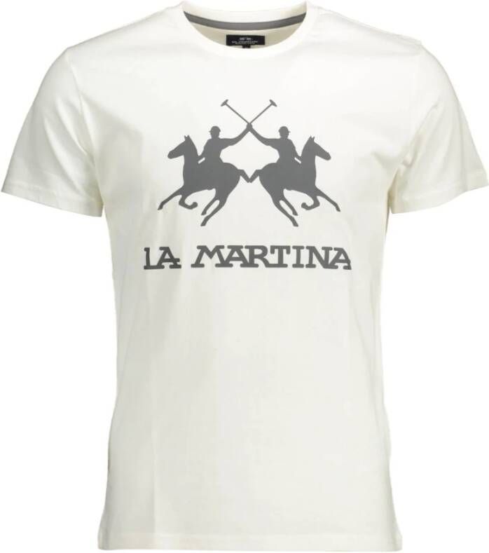 LA MARTINA Bedrukt T-shirt met ronde hals White Heren