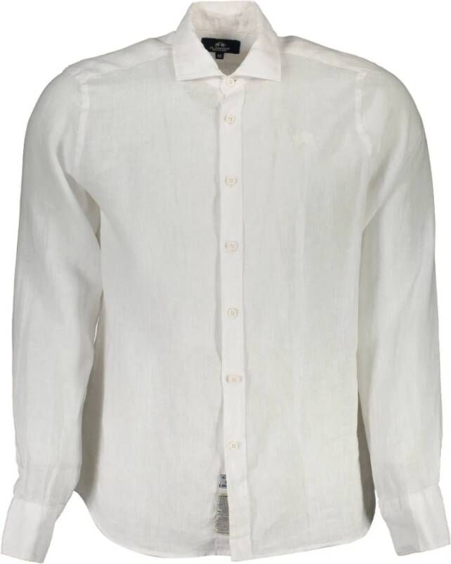 LA MARTINA Lange mouwen overhemd Franse kraag geborduurd logo White Heren