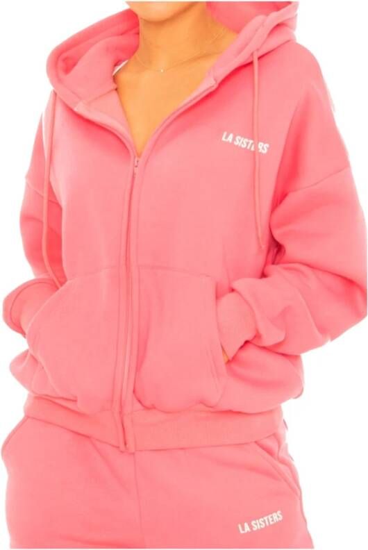 LA Sisters Essential zipper hoodie 2.0 Roze Dames