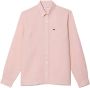 Lacoste Casual Linnen Overhemd met Groene Krokodil Borduursel Pink Heren - Thumbnail 1