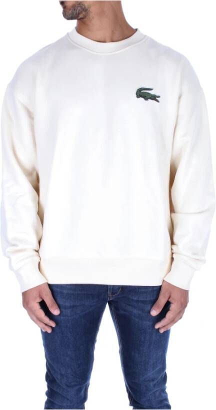 Lacoste Crèmekleurige Crewneck Sweatshirt Live Collectie Wit Heren