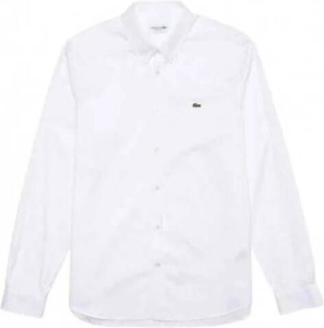 Lacoste Fijne Italiaanse Katoenen Oxford Overhemd White Heren